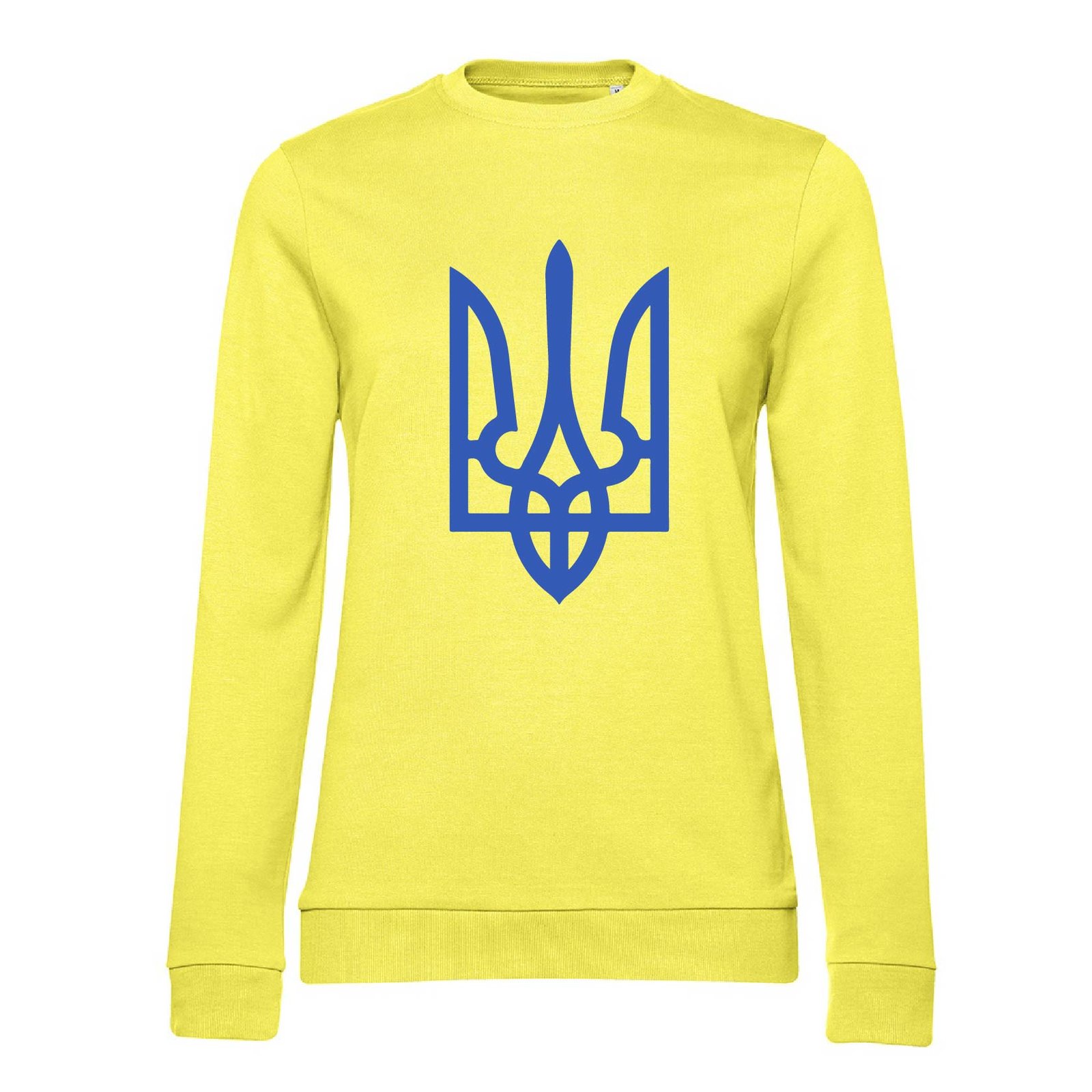 Жіночий світшот Тризуб синій на жовтому